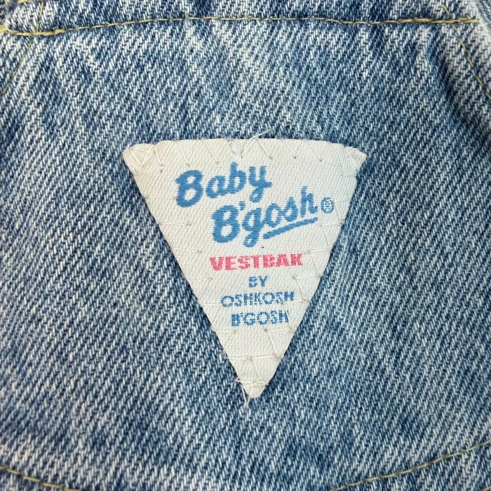 VTG OshKosh B'Gosh Baby BGosh 24 Months Denim Girls Vestbak Overalls Light Wash